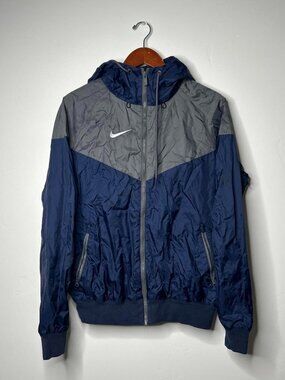 Nike Windbreaker Jacket Navy blue with gray panel Size S